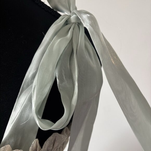 En Saison Milkmaid Cottagecore Toile Romantic Midi Dress Size XS Smocked Bow Tie - Picture 5 of 16